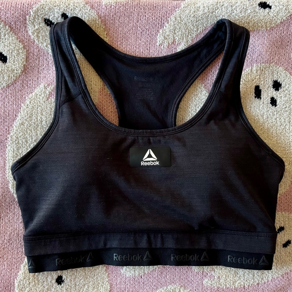 Reebok - Dark Grey & Black Racer Back W/ Cutout Sports Bra